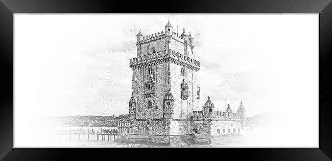 Most important landmark in Lisbon . The Tower of Belem from abov Framed Print by Erik Lattwein