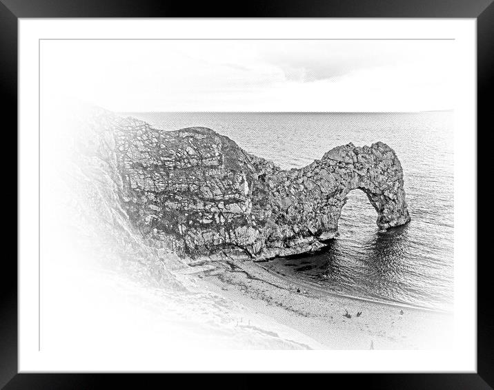 Famous Durdle Door in England - sunset view Framed Mounted Print by Erik Lattwein