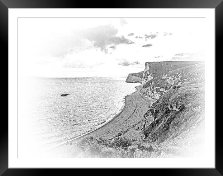 The White Cliffs of Lulworth Cove in England Framed Mounted Print by Erik Lattwein