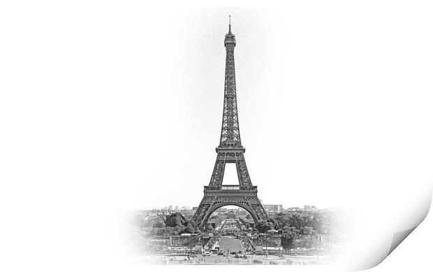 Famous Eiffel Tower in Paris - most famous landmark in the city Print by Erik Lattwein