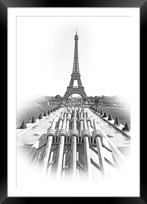 Typical landmark and symbol for Paris - the famous Eiffel Tower Framed Mounted Print by Erik Lattwein