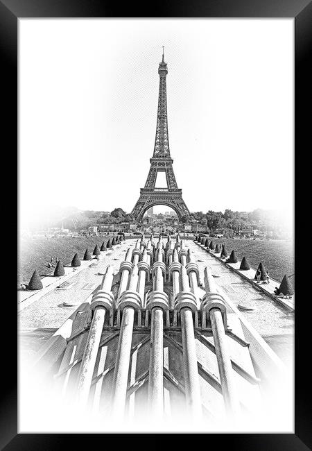 Typical landmark and symbol for Paris - the famous Eiffel Tower Framed Print by Erik Lattwein