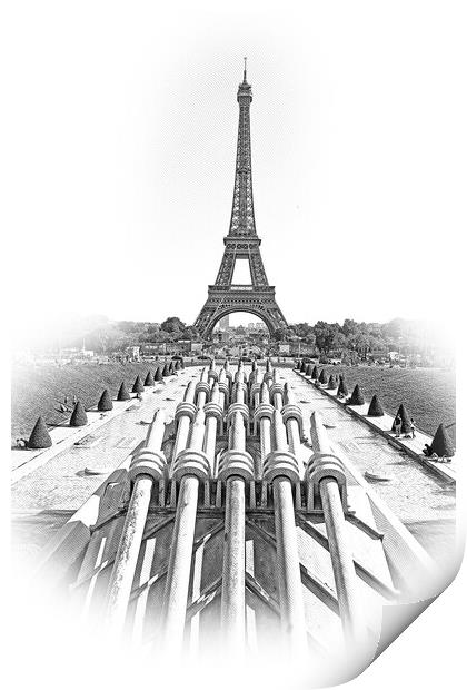 Typical landmark and symbol for Paris - the famous Eiffel Tower Print by Erik Lattwein