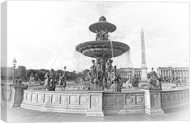 Beautiful fountain on Concorde Square in Paris Canvas Print by Erik Lattwein