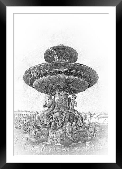 The beautiful Concorde Square in Paris - the famous fountain at  Framed Mounted Print by Erik Lattwein