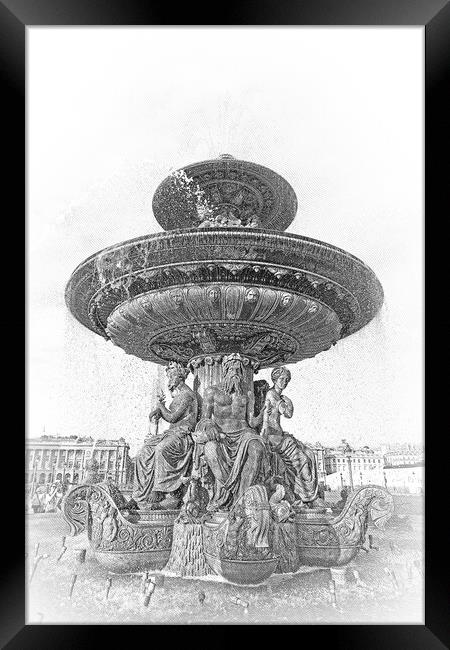 The beautiful Concorde Square in Paris - the famous fountain at  Framed Print by Erik Lattwein