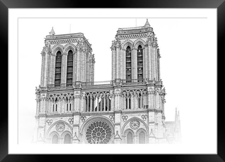 Paris Notre Dame Cathedral - a tourist attraction Framed Mounted Print by Erik Lattwein