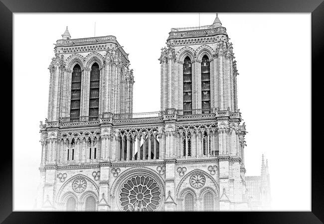 Paris Notre Dame Cathedral - a tourist attraction Framed Print by Erik Lattwein