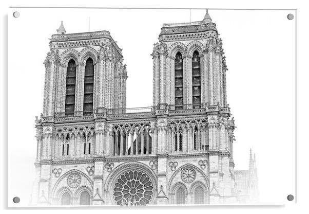 Paris Notre Dame Cathedral - a tourist attraction Acrylic by Erik Lattwein