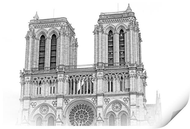 Paris Notre Dame Cathedral - a tourist attraction Print by Erik Lattwein