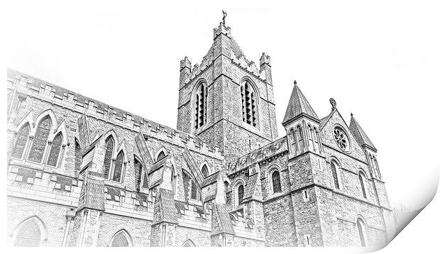 Christchurch Cathedral Dublin - most famous church in the city Print by Erik Lattwein