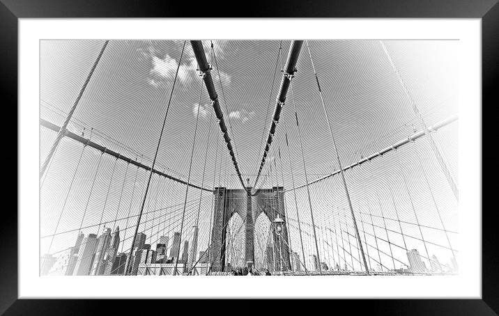 Famous landmark in New York the wonderful Brooklyn Bridge Framed Mounted Print by Erik Lattwein