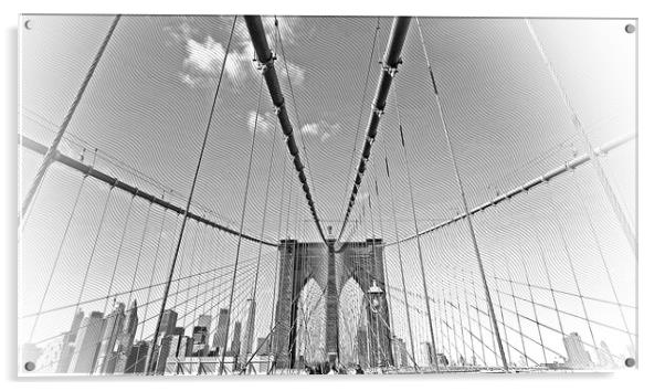 Famous landmark in New York the wonderful Brooklyn Bridge Acrylic by Erik Lattwein