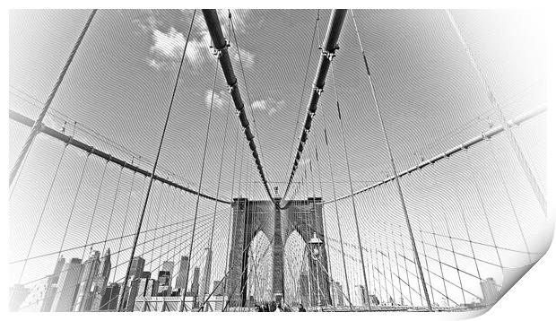 Famous landmark in New York the wonderful Brooklyn Bridge Print by Erik Lattwein