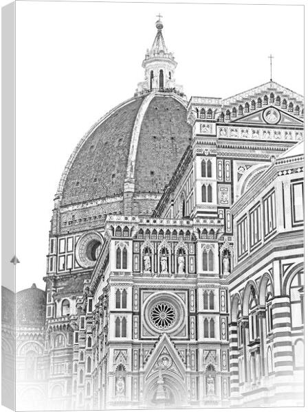 Cathedral of Santa Maria del Fiore in Florence on Duomo Square - Canvas Print by Erik Lattwein