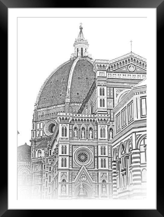 Cathedral of Santa Maria del Fiore in Florence on Duomo Square - Framed Mounted Print by Erik Lattwein