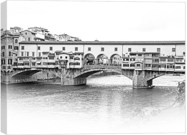 Iconic Vecchio Bridge in Florence over river Arno called Ponte V Canvas Print by Erik Lattwein