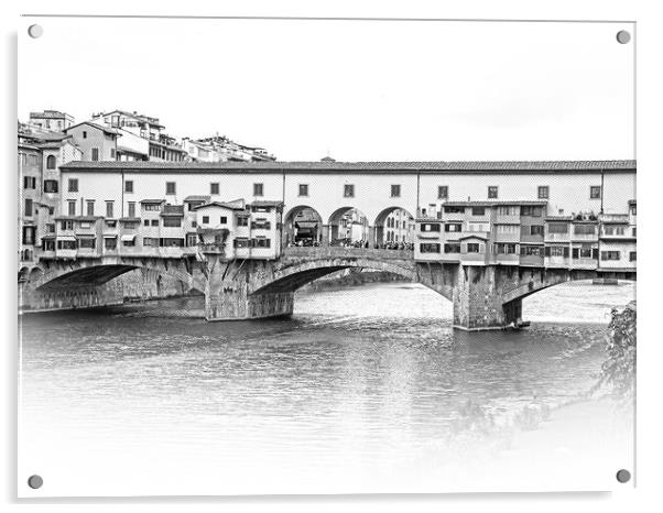 Iconic Vecchio Bridge in Florence over river Arno called Ponte V Acrylic by Erik Lattwein
