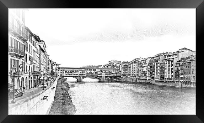 River Arno in the city of Florence - FLORENCE  Framed Print by Erik Lattwein