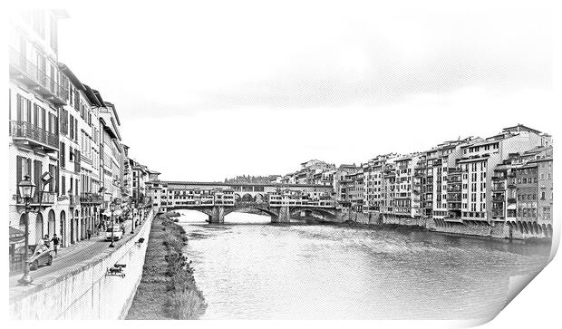 River Arno in the city of Florence - FLORENCE  Print by Erik Lattwein