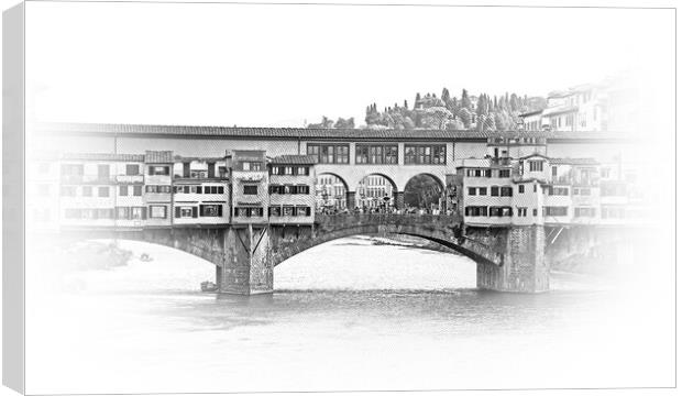 Iconic Vecchio Bridge in Florence over river Arno called Ponte V Canvas Print by Erik Lattwein