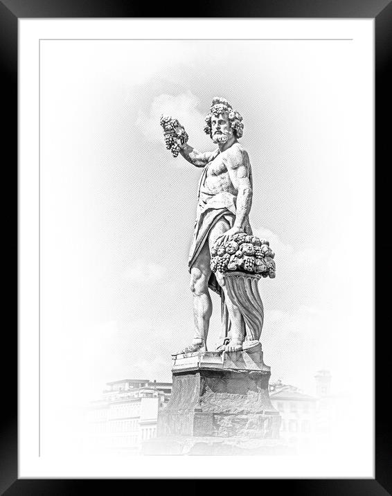 Statue at Santa Trinita Bridge in Florence Framed Mounted Print by Erik Lattwein