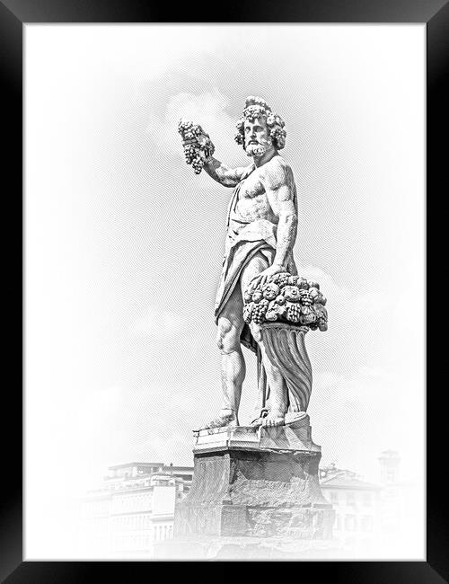 Statue at Santa Trinita Bridge in Florence Framed Print by Erik Lattwein