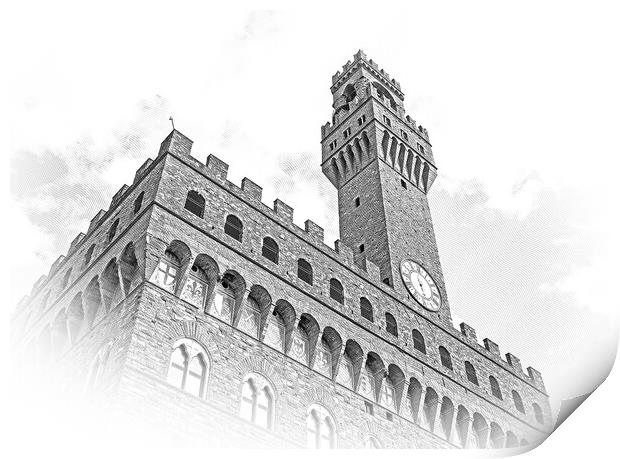Famous Palazzo Vecchio in Florence - the Vecchio Palace in the h Print by Erik Lattwein