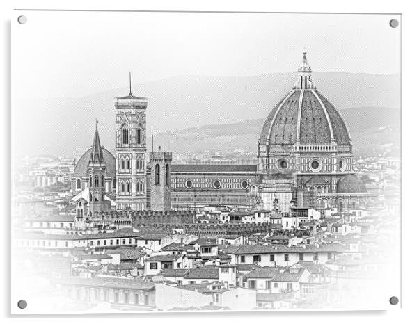 Cathedral of Santa Maria del Fiore in Florence on Duomo Square - Acrylic by Erik Lattwein