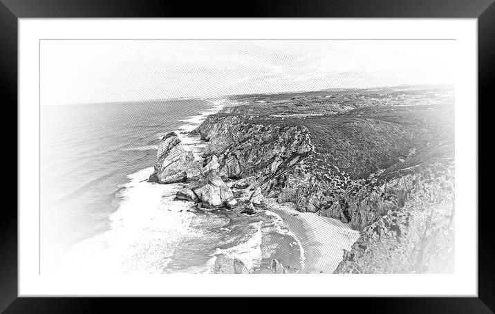 The rocky coast of Cabo da Roca in Portugal Framed Mounted Print by Erik Lattwein