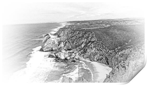 The rocky coast of Cabo da Roca in Portugal Print by Erik Lattwein