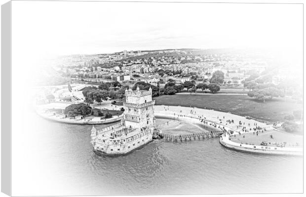 Famous landmarks of Portugal - Belem Tower Canvas Print by Erik Lattwein