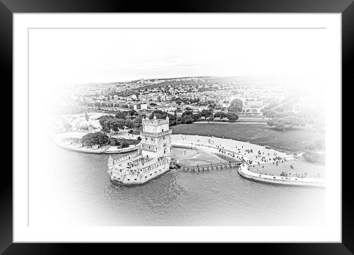 Famous landmarks of Portugal - Belem Tower Framed Mounted Print by Erik Lattwein