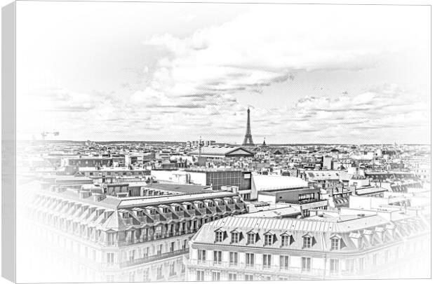 Aerial view over Paris with Eiffel Tower Canvas Print by Erik Lattwein