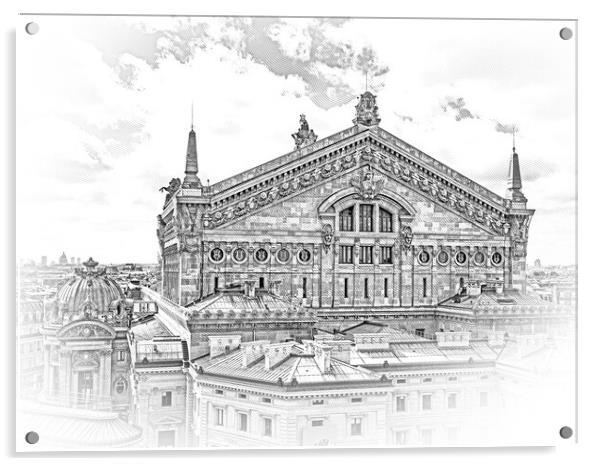 Opera Garnier in the city of Paris Acrylic by Erik Lattwein