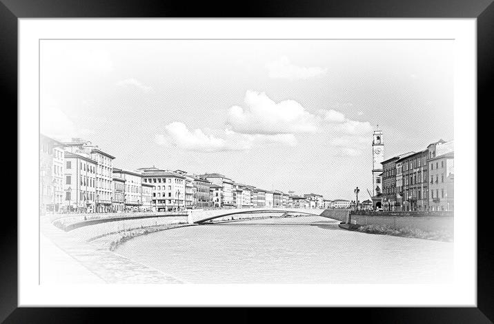 River Arno in the city of Pisa on a wonderful day Framed Mounted Print by Erik Lattwein