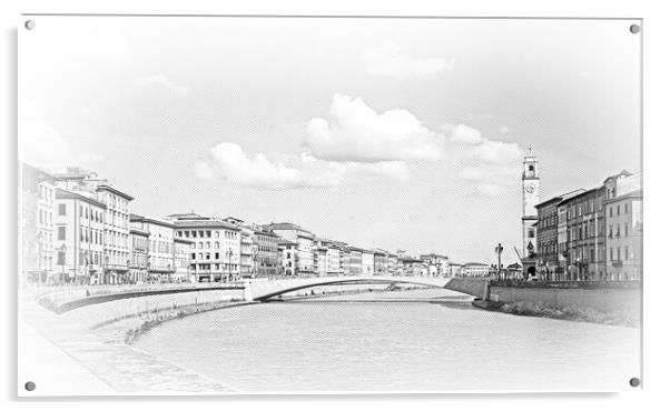 River Arno in the city of Pisa on a wonderful day Acrylic by Erik Lattwein
