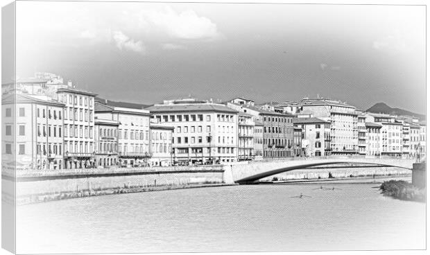 River Arno in the city of Pisa on a wonderful day Canvas Print by Erik Lattwein