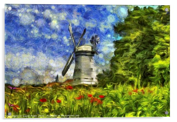 Windmill Van Gogh Acrylic by David Pyatt