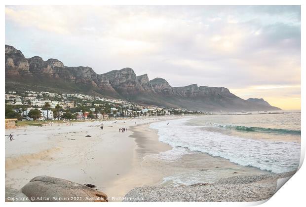 Sunset over Camps Bay beach  Print by Adrian Paulsen