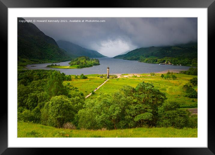 Glenfinnan Monument on a dreich day Framed Mounted Print by Howard Kennedy