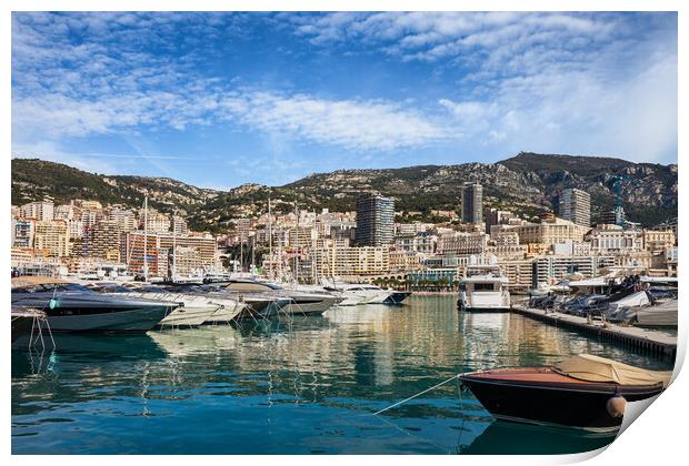 Monaco Monte Carlo Harbor View Print by Artur Bogacki