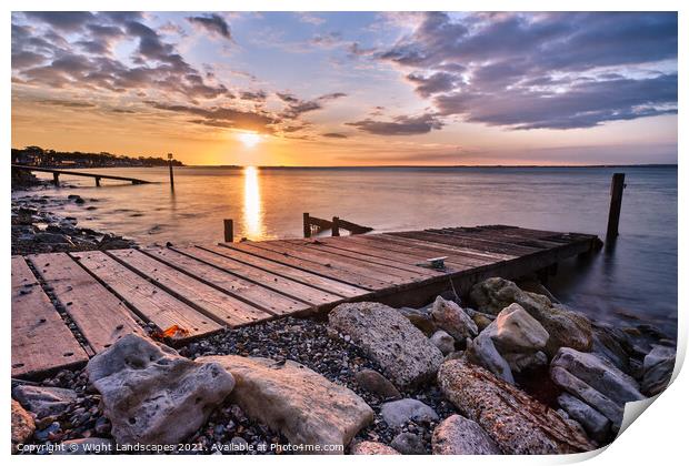 Seaview Pier Sunset Isle Of Wight Print by Wight Landscapes
