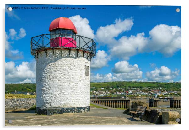 Burry Port Harbour Lighthouse Carmarthenshire Acrylic by Nick Jenkins