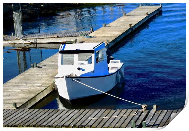 Lonely boat Print by Stephanie Moore