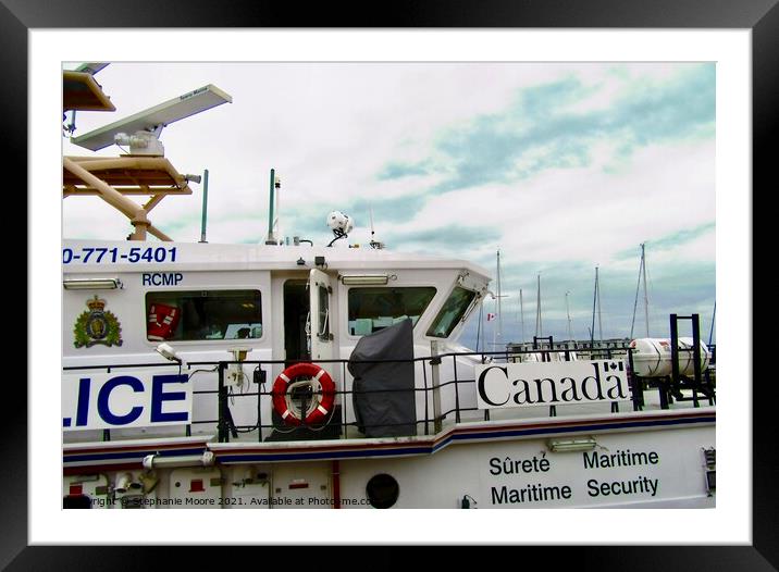 RCMP Police Boat Framed Mounted Print by Stephanie Moore