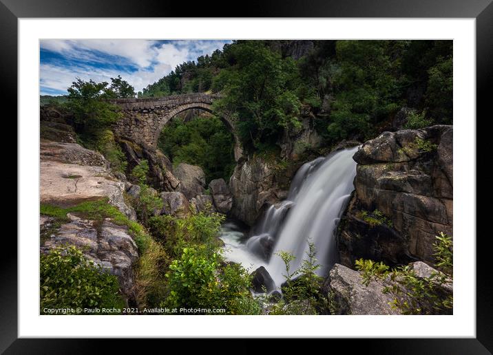 Mizarela Bridge and waterfall - Peneda Geres National Park Framed Mounted Print by Paulo Rocha