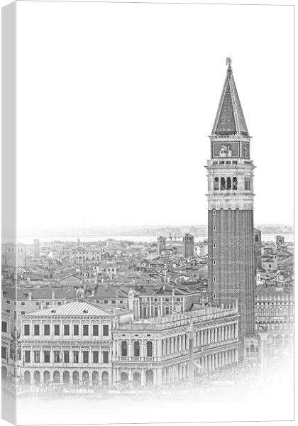 Campanile Tower at St Marks square in Venice - San Marco Canvas Print by Erik Lattwein
