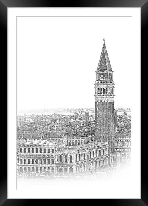 Campanile Tower at St Marks square in Venice - San Marco Framed Mounted Print by Erik Lattwein