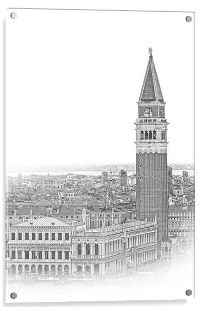 Campanile Tower at St Marks square in Venice - San Marco Acrylic by Erik Lattwein